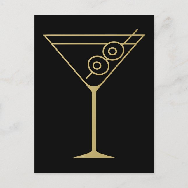 Postal Mid Century Modern Gold 2 Olive Martini (Anverso)