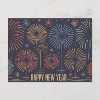 Postal Mid-Century Modern "Happy New Year" Illustration