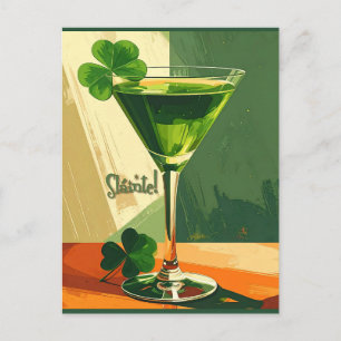 Postal Mid Century Modern Shamrock Martini Sláinte! 