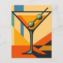Postal Mid Century Modern Sunrise Bauhaus Martini