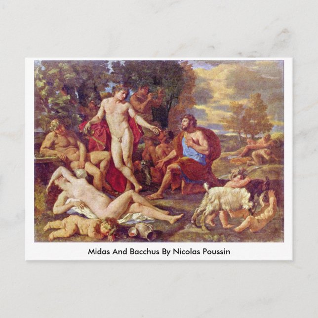 Postal Midas Y Baco Por Nicolas Poussin (Anverso)