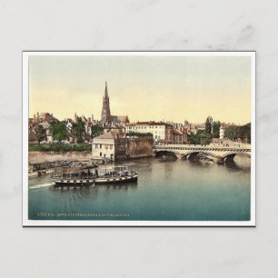 Postal Middle Bridge, Metz, Alsace Lorraine, Alemania vin