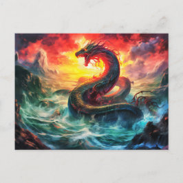 Postal Midgard snake in the norhtern sea Viking mythology