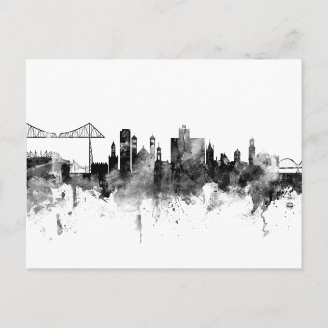 Postal Midlesbrough England Skyline Black White (Anverso)