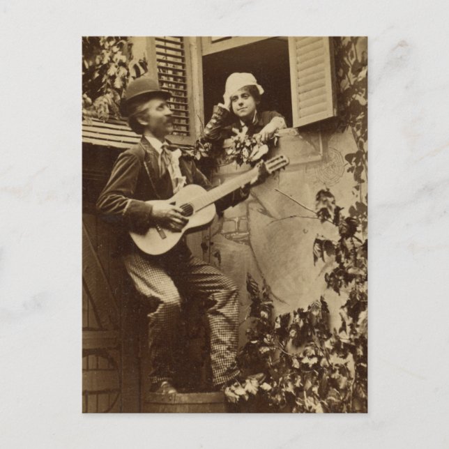Postal Midnight Minstrel Serenade - Vintage 1881 (Anverso)