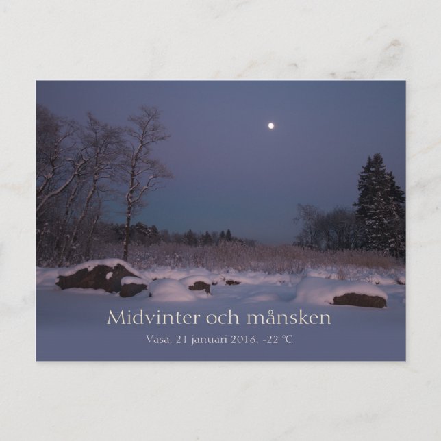 Postal Midvinter och månsken Vasa Vaasa Finlandia CC0827 (Anverso)