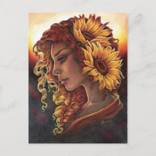 Postal Mientras los girasoles florecen