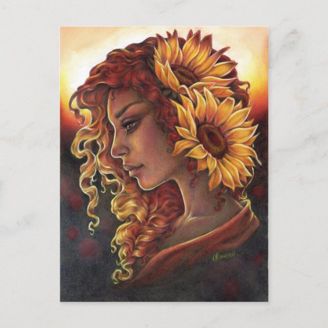 Postal Mientras los girasoles florecen (Anverso)