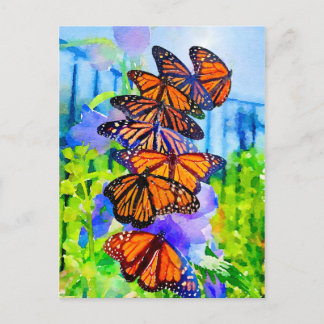 Postal Migración de monarca acuarela ~ Guardar el monarca