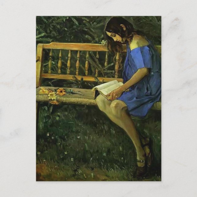 Postal Mikhail Nesterov - Retrato de Natasha Nesterova (Anverso)