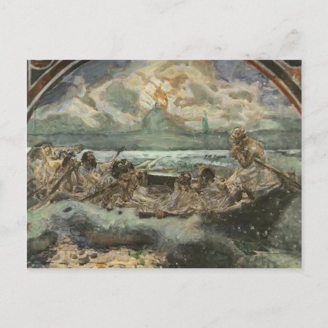 Postal Mikhail Vrubel - Caminando por el agua (Anverso)