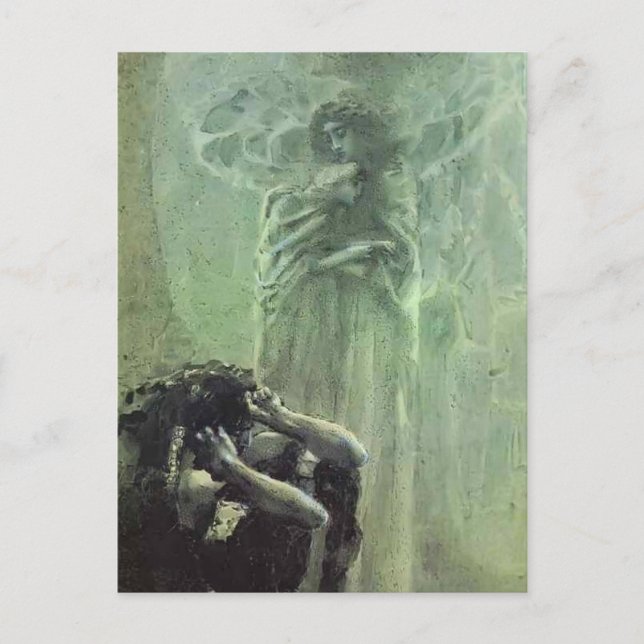 Postal Mikhail Vrubel- Demon y Angel con el alma de Tamar (Anverso)