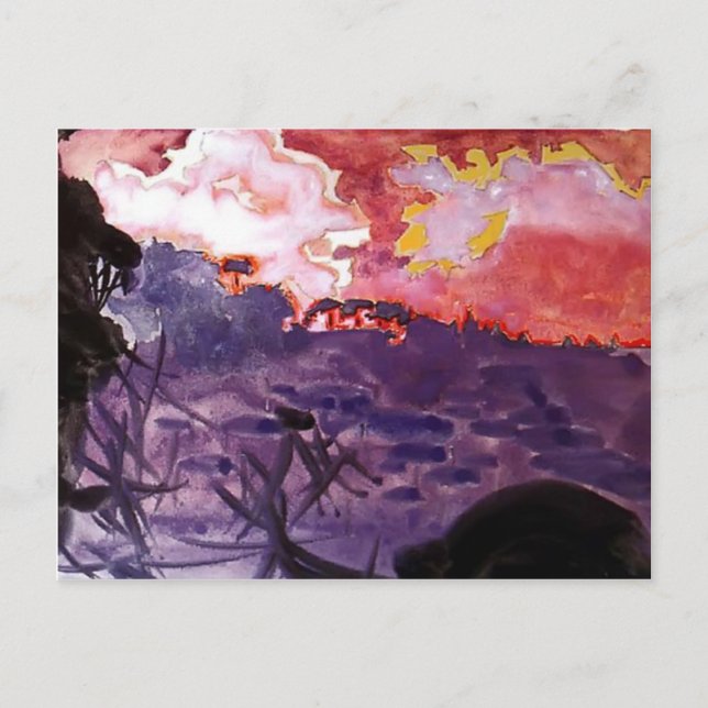 Postal Mikhail Vrubel - Fantástico paisaje (Anverso)