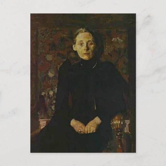 Postal Mikhail Vrubel-Retrato de la esposa del empresario (Anverso)