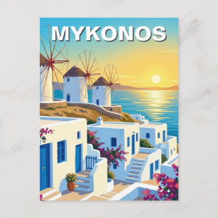 Postal Mikonos Grecia Cícladas Viaje Calle