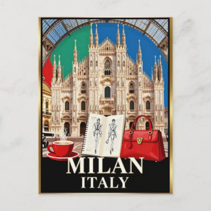 Postal Milan Duomo Moda Ciudad Italiana