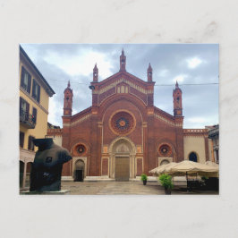 Postal Milán, Italia - antigua iglesia, ladrillos rojos