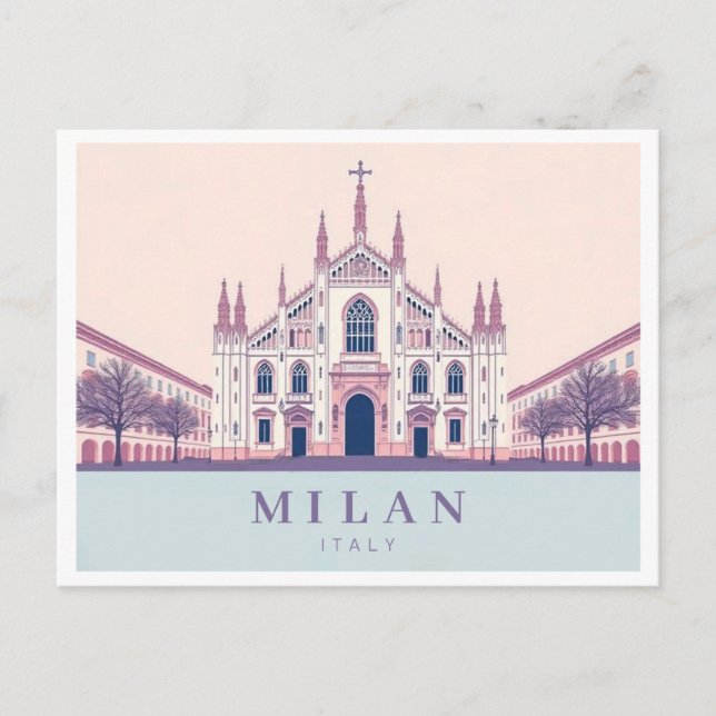 Postal Milan Italia Duomo di Milano Pastel Travel (Anverso)