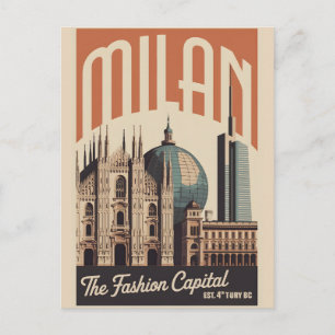 Postal Milan Italia Retrato Horizonte Urbano Viaje