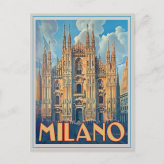Postal Milán, Italia retro