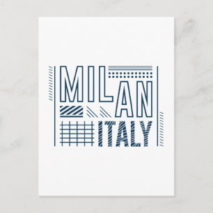 Postal Milan Italia Tipografía Moderna Diseño Gráfico de 
