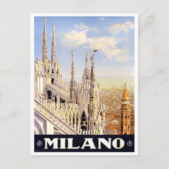 Postal Milán Italia Viaje vintage (Anverso)