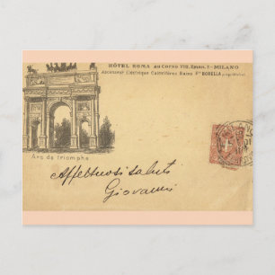 Postal Milán vintage, Hotel Roma 1901