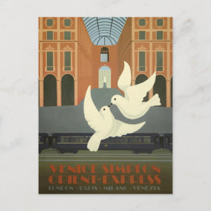 Postal Milán Vintage Italia Doves Blancas Orient Express