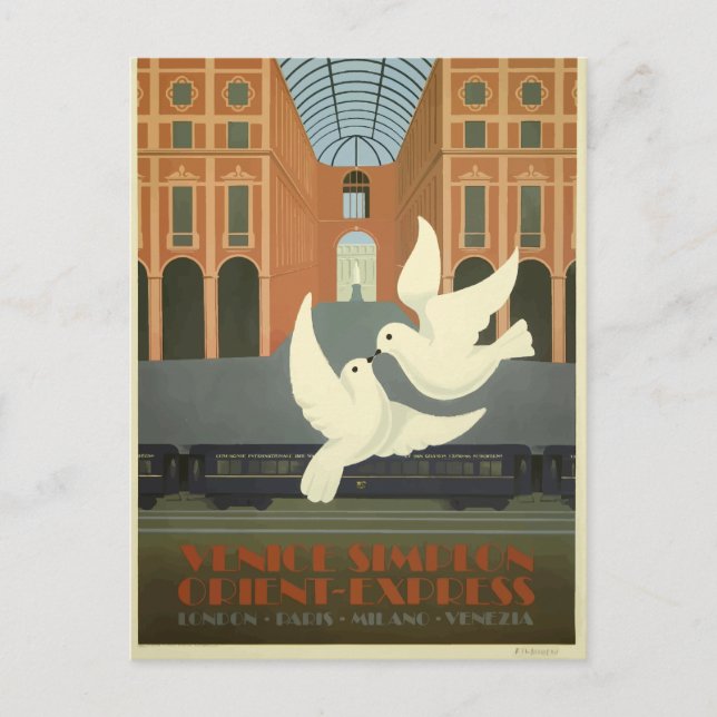 Postal Milán Vintage Italia Palomas blancas Orientaciones (Anverso)