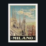 Postal Milano Milan Italia Viaje de Vintage<br><div class="desc">Milano Milan Italia Viajes de poster de arte de la Edad de Oro de Viajes,  inspiración artística de destinos pintorescos alrededor del mundo. Regalos</div>