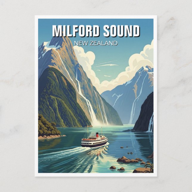 Postal Milford Sound Nueva Zelanda (Anverso)