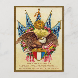 Postal militar patriótica estadounidense vintage