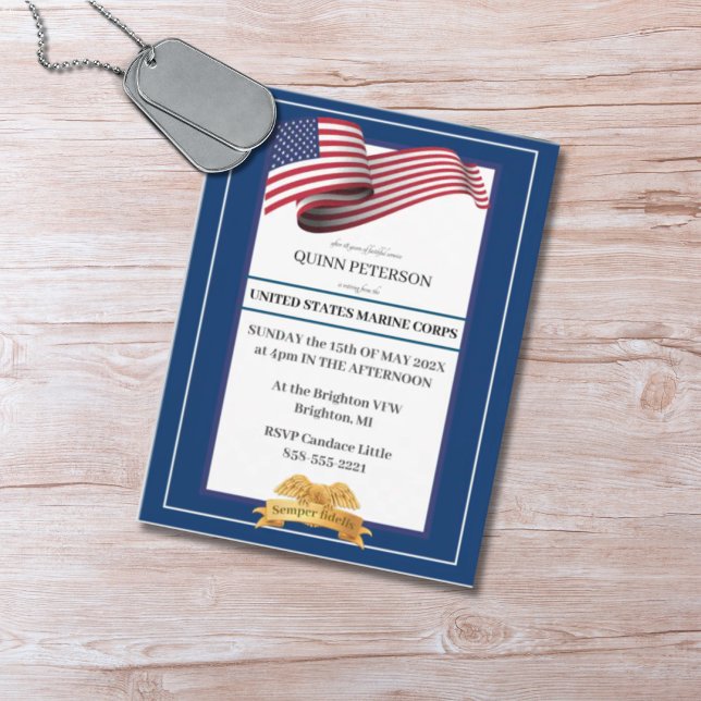 Postal Military Retirement Invitation Flag Gold Crest (Subido por el creador)