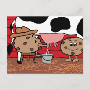 Postal Milkin' Cookies Leche y diseño de cookies