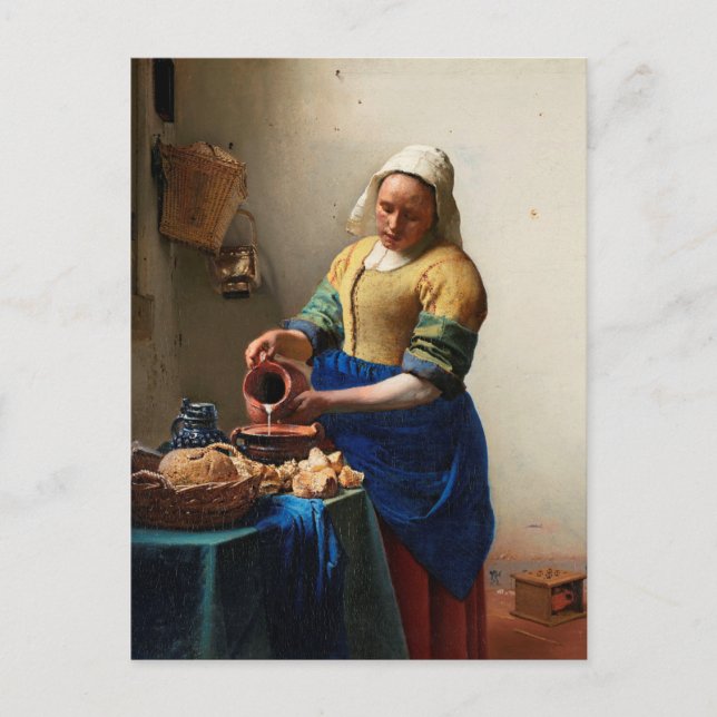 Postal Milkmaid Kitchen Maid por Johannes Vermeer (Anverso)