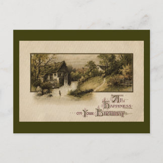 Postal Mill WaterWheel Vintage Birday