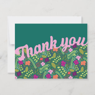 Postal Millefleur Estilized Flowers Jewel Tones Gracias