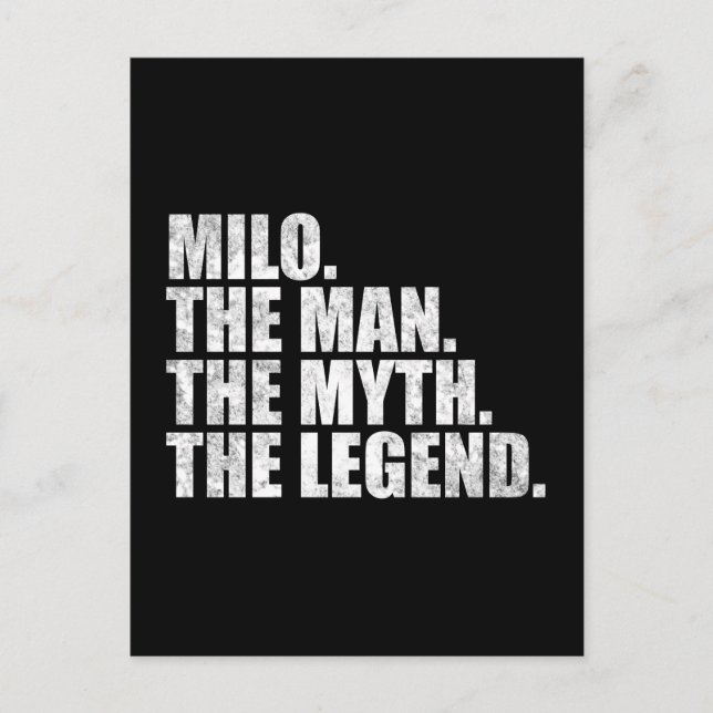 Postal Milo name, Milo The Man The Myth The Legend (Anverso)
