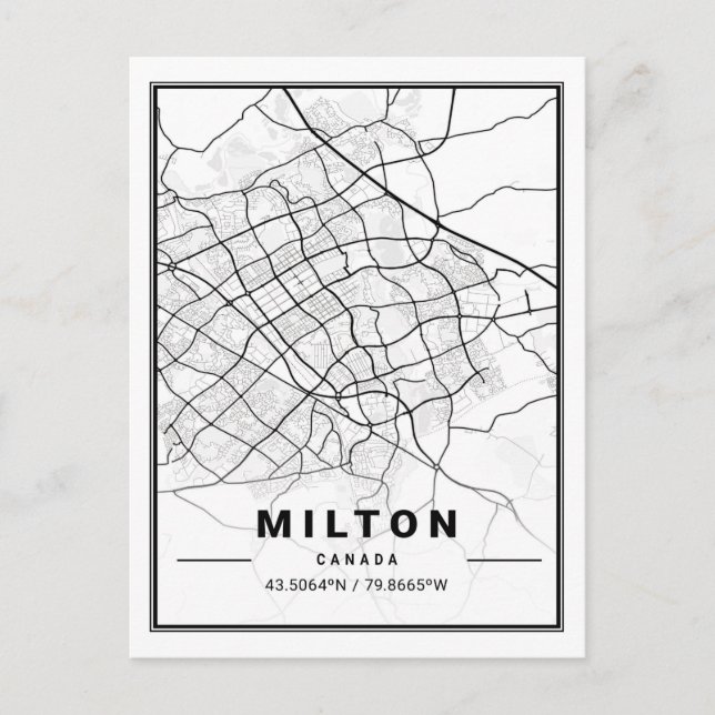 Postal Milton Ontario Canada Travel City Map (Anverso)