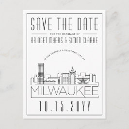 Postal Milwaukee Boda | Estilizado Skyline Guardar la fec