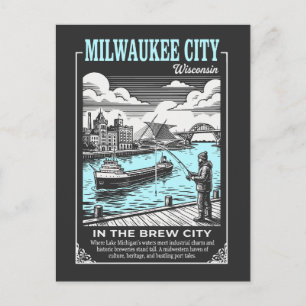 Postal Milwaukee Ciudad Wisconsin En La Ciudad Cervecera