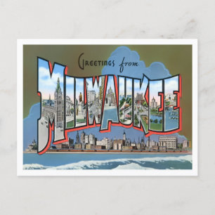 Postal Milwaukee, Letras Vintage de Wisconsin