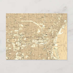 Postal Milwaukee Mapa de Viajes Souvenir