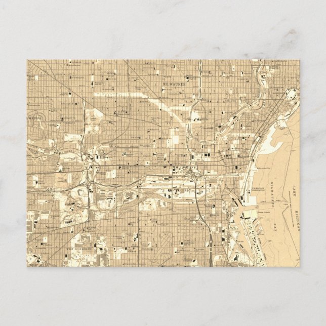 Postal Milwaukee Mapa de Viajes Souvenir (Anverso)