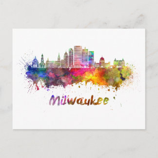 Postal Milwaukee V2  skyline in watercolor