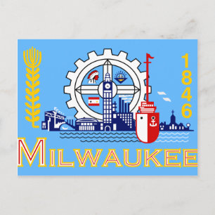 Postal Milwaukee, Wisconsin, bandera de los Estados Unido