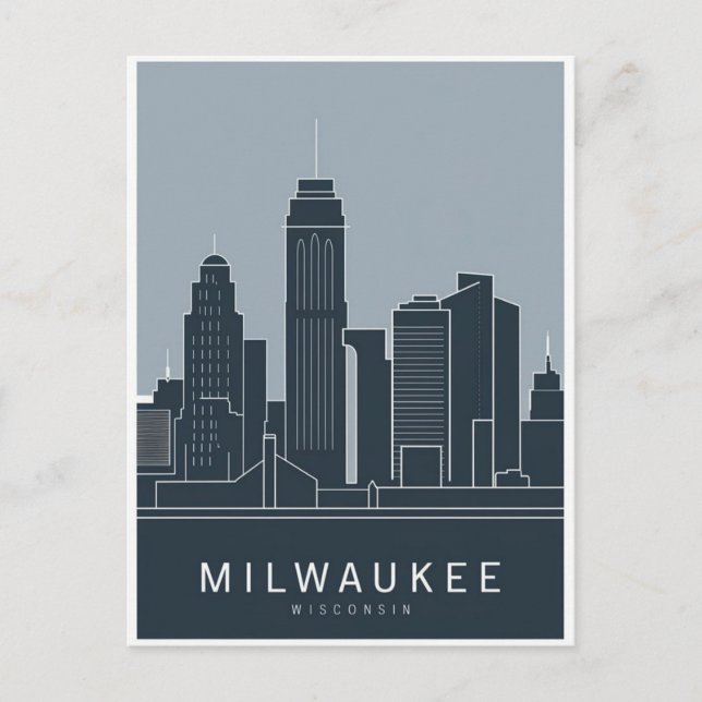 Postal Milwaukee Wisconsin, Cityscape (Anverso)