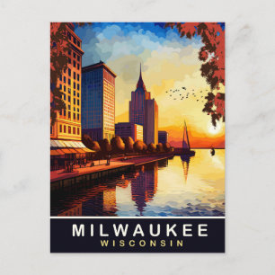 Postal Milwaukee, Wisconsin, frente al mar, Viajes 