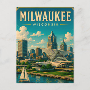 Postal ⛵ Milwaukee Wisconsin horizonte del lago