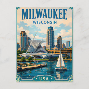 Postal ⛵ Milwaukee Wisconsin Recuerdo desde el frente del